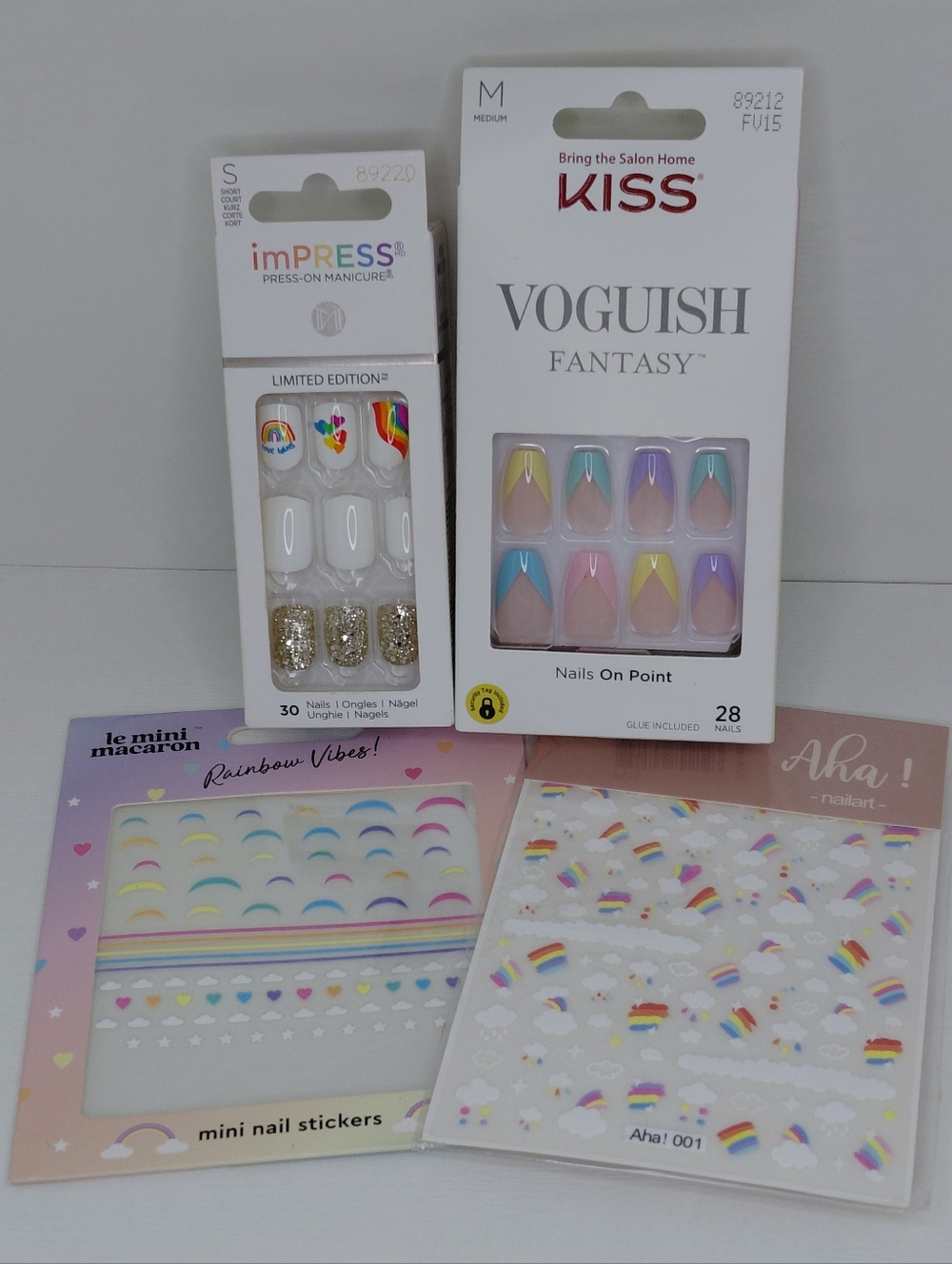 PRIDE BUNDLE - KISS Voguish & imPRESS Rainbow press-on nails, plus nail stickers - Picture 2 of 15